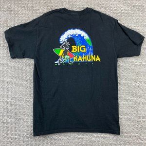 Big Kahuna Hawaii Shirt Men Small S Black Hanes Beefy Tee Surfing Surfer Aloha